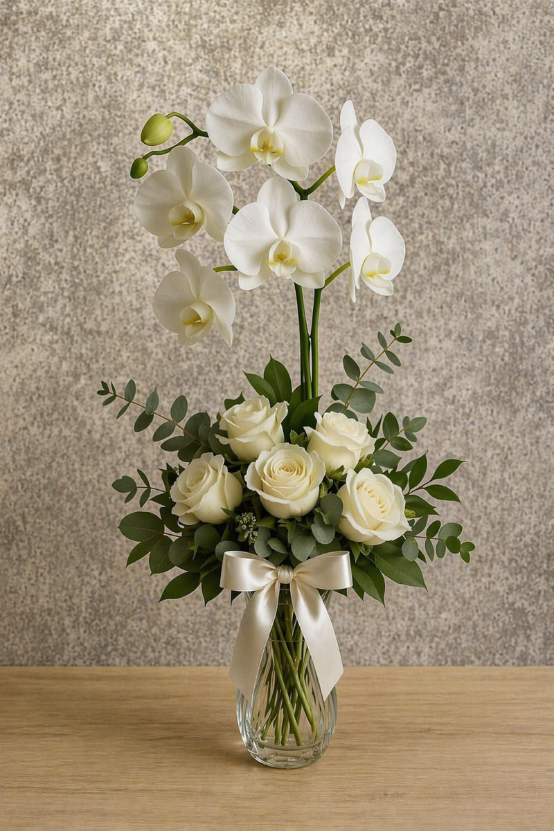 Vazoda Orkide ve Güller